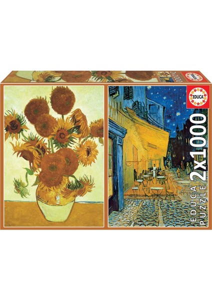 2X1000 Parça Cafe Terasta Gece ve Ayçiçekleri 18491