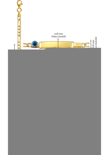Çocuk 14 Ayar Altın Nazar Göz Taşlı Künye Bileklik