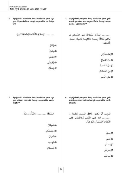 12. Sınıf İmam Hatip Liseleri İçin Soru Bankası - Zeynep Say