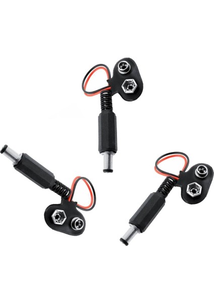 3 Adet - Arduino Uyumlu Jaklı 9V Pil Bağlantı Kablosu 9 Volt Pil Başlığı Jack Battery Connector