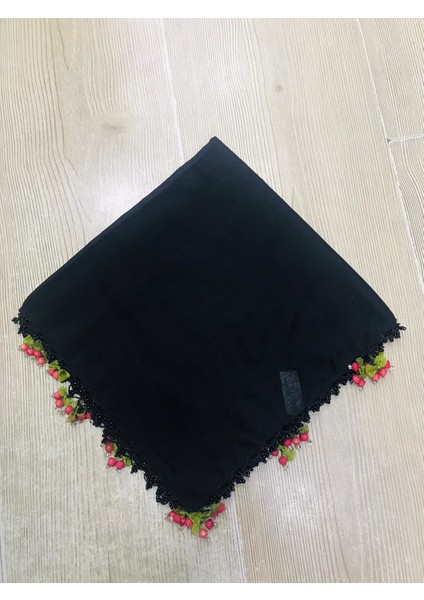 ALLURİNG Siyah Siyah Kiraz Oymalı Boncuklu Yazmalar