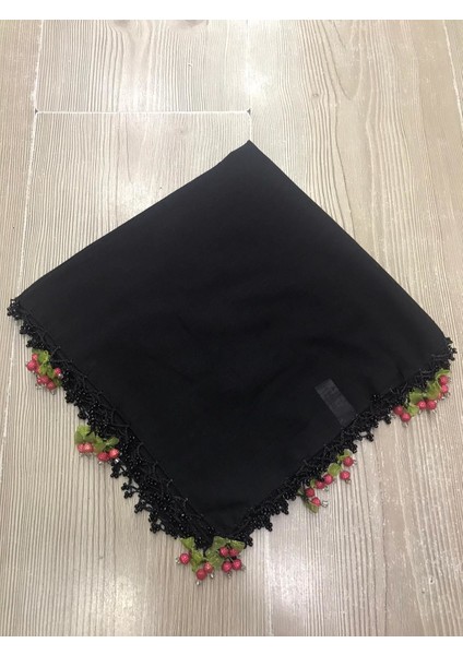 ALLURİNG Siyah Kiraz Oyalı Boncuklu Yazmalar