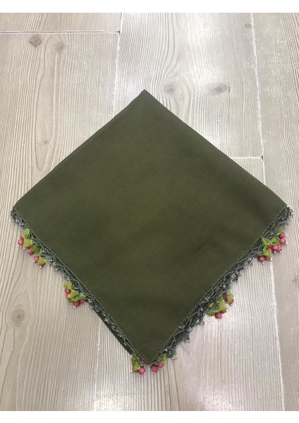 ALLURİNG Haki Kiraz Oyalı Boncuklu Yazmalar