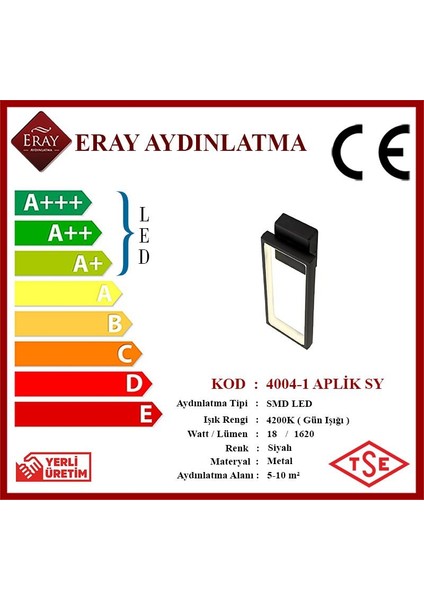 Eray Aydınlatma 4004-1 Siyah LED Aplik