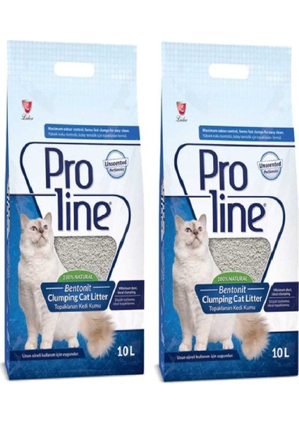 Pro Line Naturel Parfümsüz Kedi Kumu 10 lt x 2