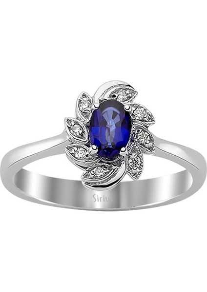 Pırlanta ve Oval Safir Taşlı Yüzük 0417R0182