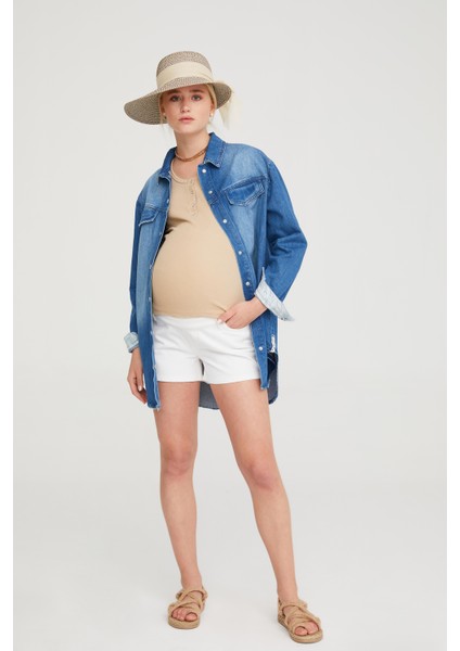 Hamile Beyaz Şort 1064