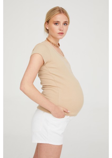 Hamile Beyaz Şort 1064 modelleri