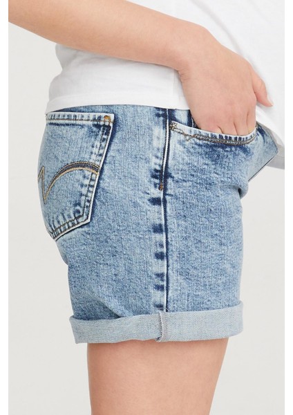 Hamile Şort Likralı Recyle Denim Likralı Mavi 1063