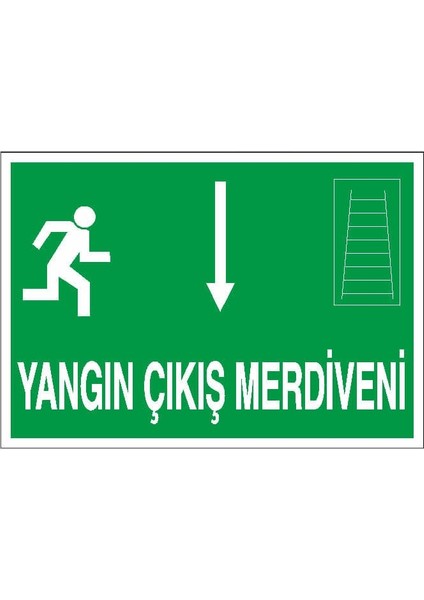 Yangın Çıkış Merdiveni Aşağı Ok Uyarı Levhası
