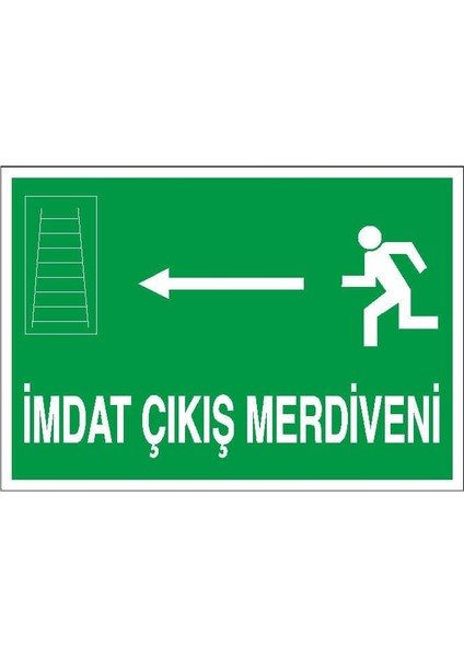 Imdat Çıkış Merdiveni Sol Ok Uyarı Levhası