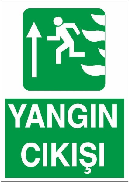 Yangın Çıkışı Yukarı Ok Ikaz Levhası