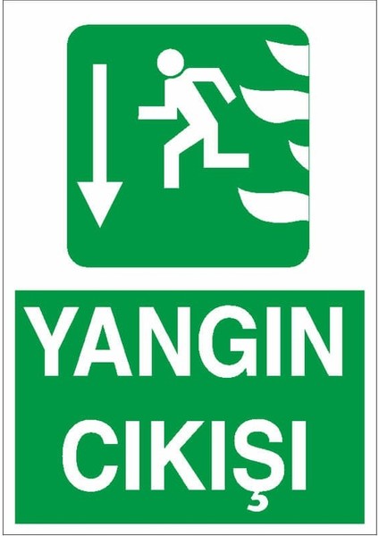 Yangın Çıkışı Aşağı Ok Ikaz Levhası