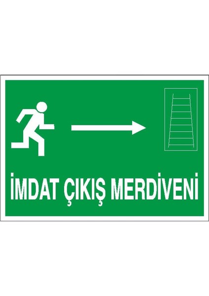Imdat Çıkış Merdiveni Sağ Ok Uyarı Levhası