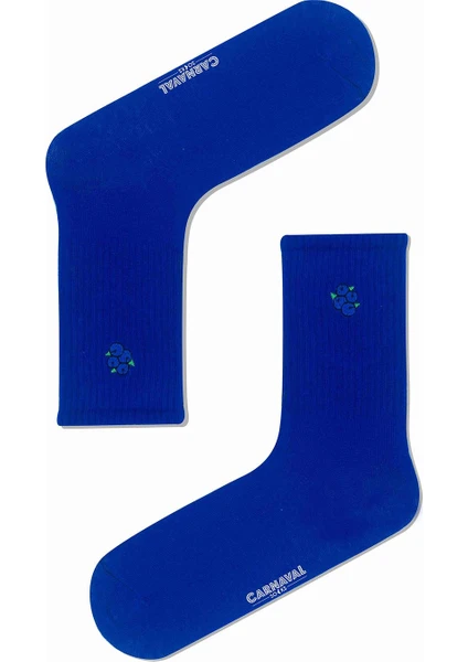 Carnaval Socks Üzüm Nakışlı Saks Renkli Spor Çorap