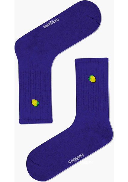 Limon Nakışlı Mor Renkli Spor Çorap