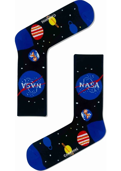 Carnaval Socks Nasa Gezegen Uzay Desenli Renkli Çorap