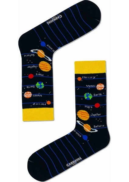 Carnaval Socks Gezegenler Desenli Renkli Çorap