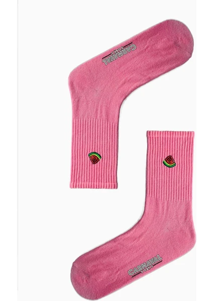 Carnaval Socks Karpuz Nakışlı Pembe Renkli Spor Çorap