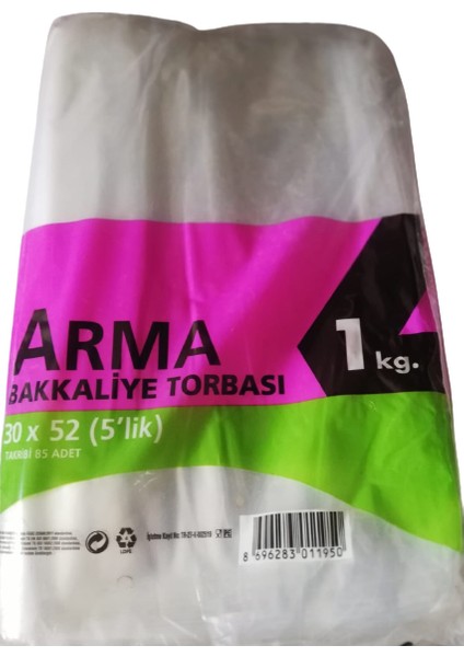 Arma Naksan Şeffaf Bakkaliye Torbası Poşeti 5'lik    30 x 52