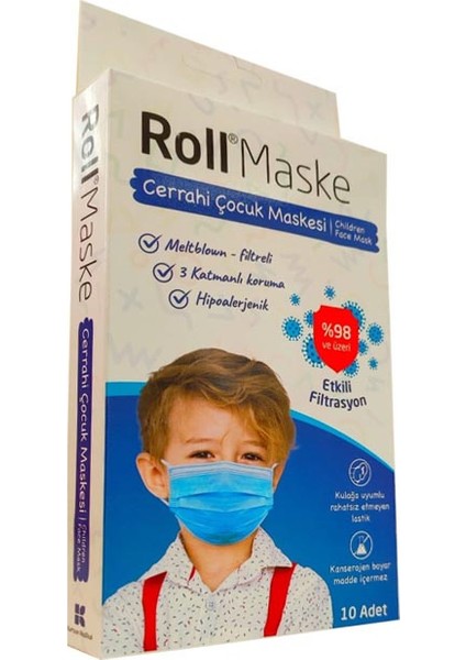 Erkek Cerrahi Çocuk Maskesi 1 Kutu 10'lu