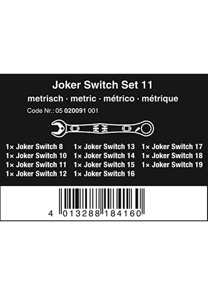 6001 Joker 11 Li Set Cırcır Mafsal Açık Anahtar 05020091001