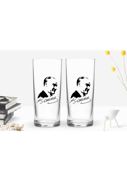 Bk Gift Renkli Baskılı Atatürk Temalı Ikili Rakı Bardağı Seti-26