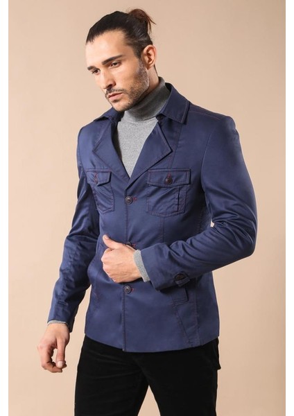 Erkek Safari Model Pamuk Trençkot