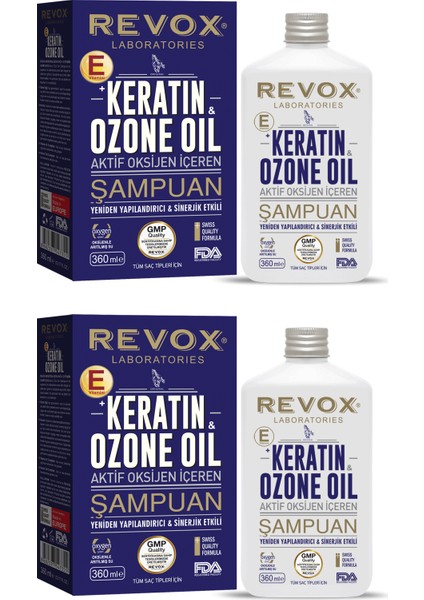 Keratin & Ozon Oil Aktif Oksijen Içeren Saç Bakım Şampuanı / 2'li Set