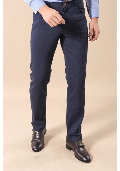 Erkek Slim Fit Cepli Düz Pantolon