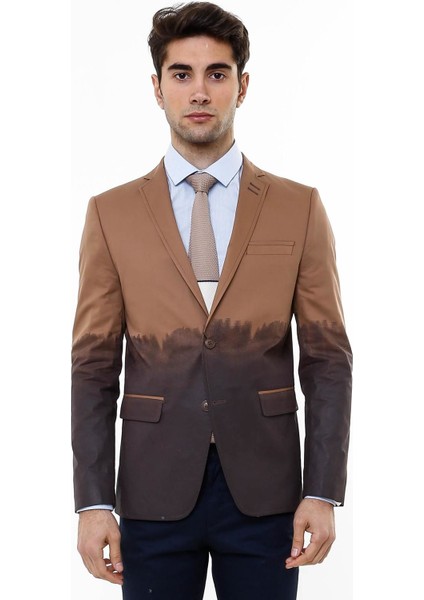 Erkek Pamuk Gazi Dikişli Slim Fit Ceket
