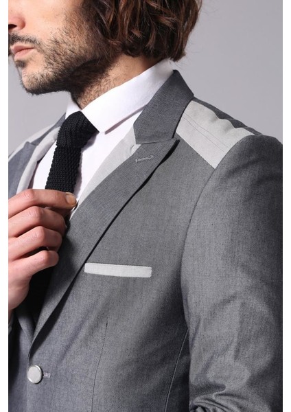 Erkek Omuz Desenli Sivri Yaka Slim Fit Ceket fiyatları