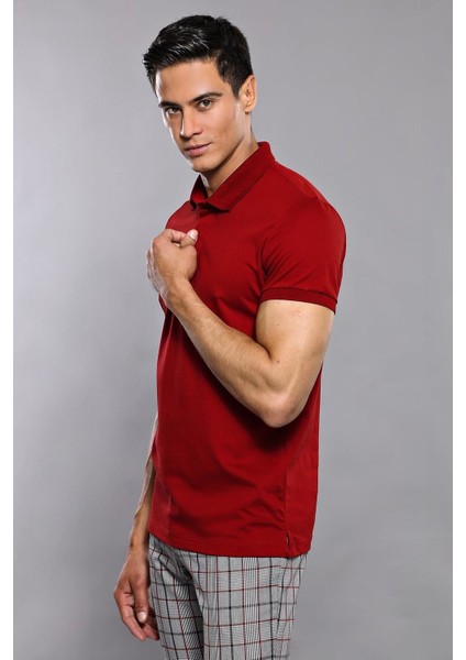 Erkek Polo Yaka Slim Fit düz Tişört