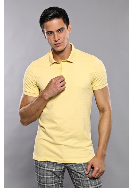 Erkek Polo Yaka Slim Fit düz Tişört