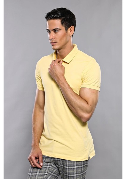 Erkek Polo Yaka Slim Fit düz Tişört