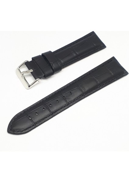 Golf Marka Siyah Croco Hakiki Deri Saat Kordonu 18 mm