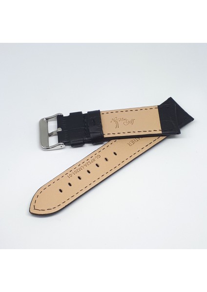 Golf Marka Siyah Croco Hakiki Deri Saat Kordonu 18 mm