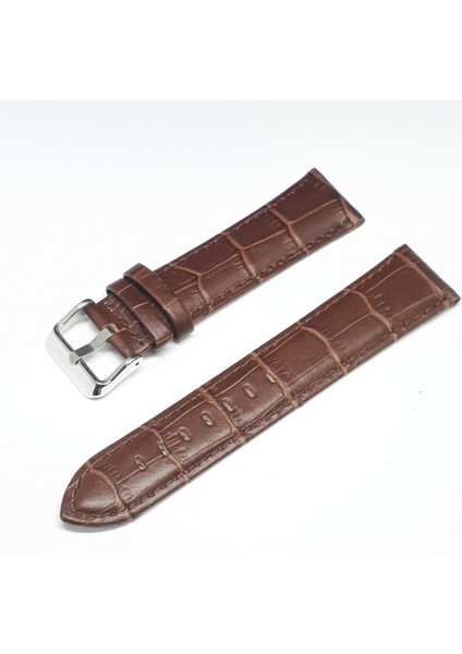 24 mm Kahverengi Croco Bombeli Deri Saat Kayışı Kordonu 24 x 22