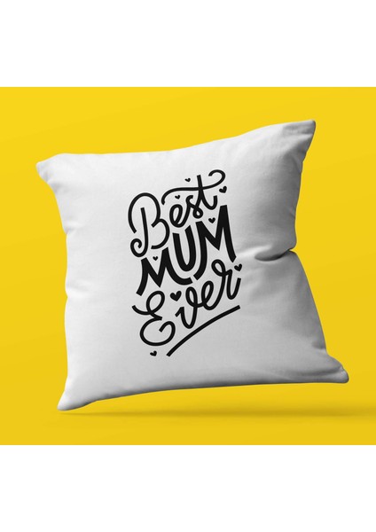Armağan Zengini Anneler Gününe Özel Best Mum Ever Tasarımlı | Saten Kare Yastık