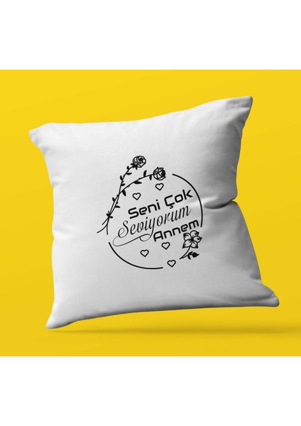 Armağan Zengini Anneler Günü Özel Seni Çok Seviyorum Annem Temalı | Saten Yastık