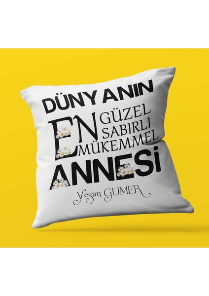 Kişiye Özel Dünyanın En Güzel Annesi Temalı | Saten Kare Yastık