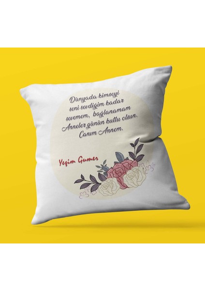 Kişiye Özel Canım Annem 4 Tasarımlı | Saten Kare Yastık