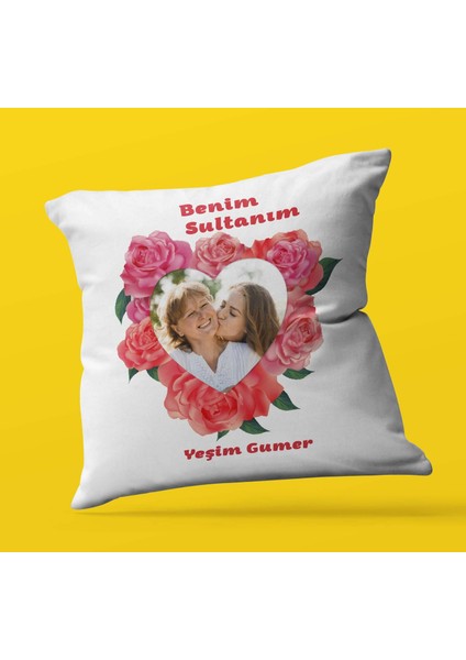 Kişiye Özel Benim Sultanım Fotoğraflı Temalı | Saten Kare Yastık