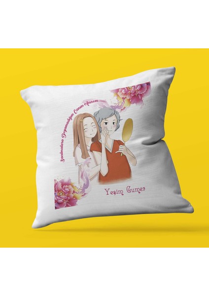 Kişiye Özel Sarılmalara Doyamadığım Annem Temalı | Saten Yastık