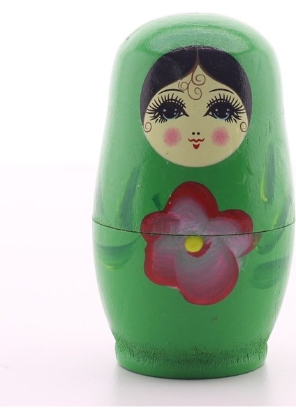 Ahşap Tombul Iç Içe Matruşka Bebek Yeşil Set 4lü