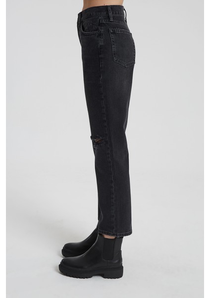 ELIZA CROPPED Siyah Dizi Kesikli Straight Cropped Fit Jean Pantolon C 4518-010 fiyatları
