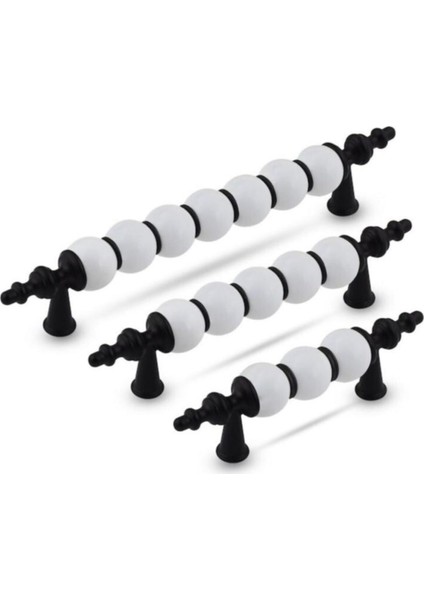 Boncuk Polimer Siyaha Beyaz Modern Lüks Mobilya Çekmece Dolap Kulp 160MM