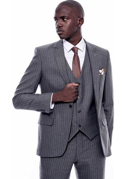 Çizgi Desen Yelekli Slim Fit Takım Elbise fiyatları