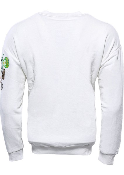 Baskı Detaylı Bisiklet Yaka Sweatshirt