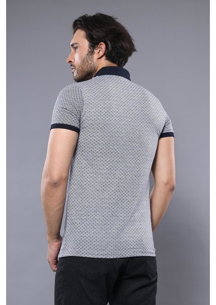 Erkek Slim Fit Polo Yaka Desenli Pamuk Tişört